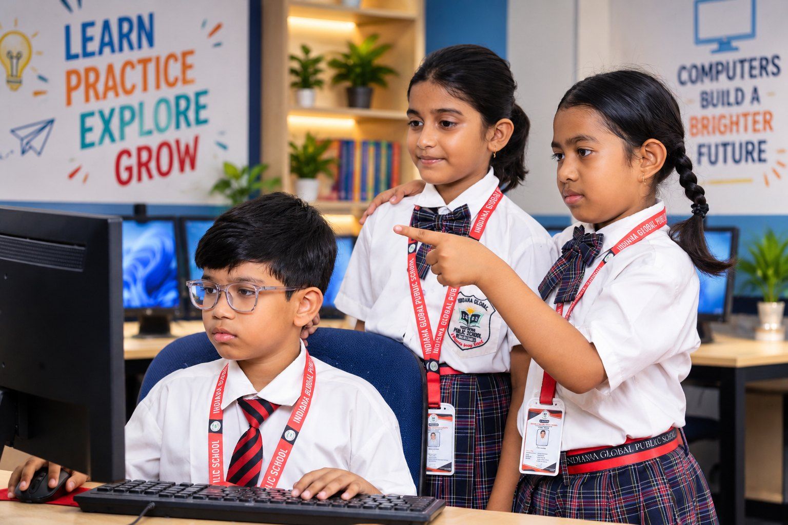 Students working together in the computer lab